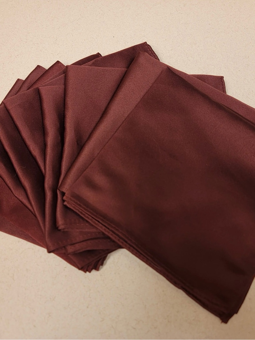 Azazie Men's Matte Satin Pocket Squares in Burgundy - Set of 9